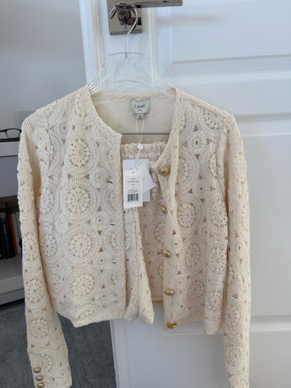 Cami NYC Cream Crochet Button-Front Cardigan